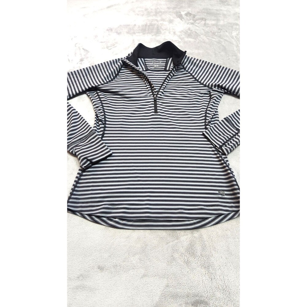 Mountain Hardwear Women's Size Medium Black White Striped 1/4 Zip Sweater Jacket